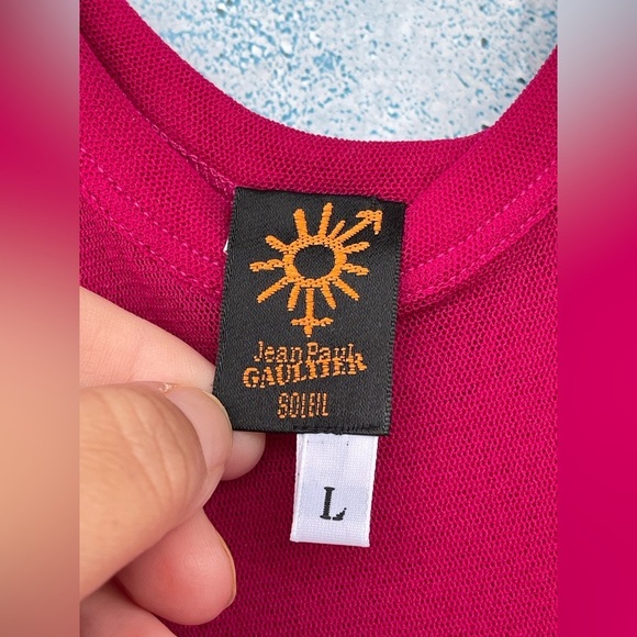 JEAN PAUL GAULTIER SOLEIL SLEEVELESS NEON PINK MAXI  MESH DRESS SIZE LARGE - Picture 12 of 14